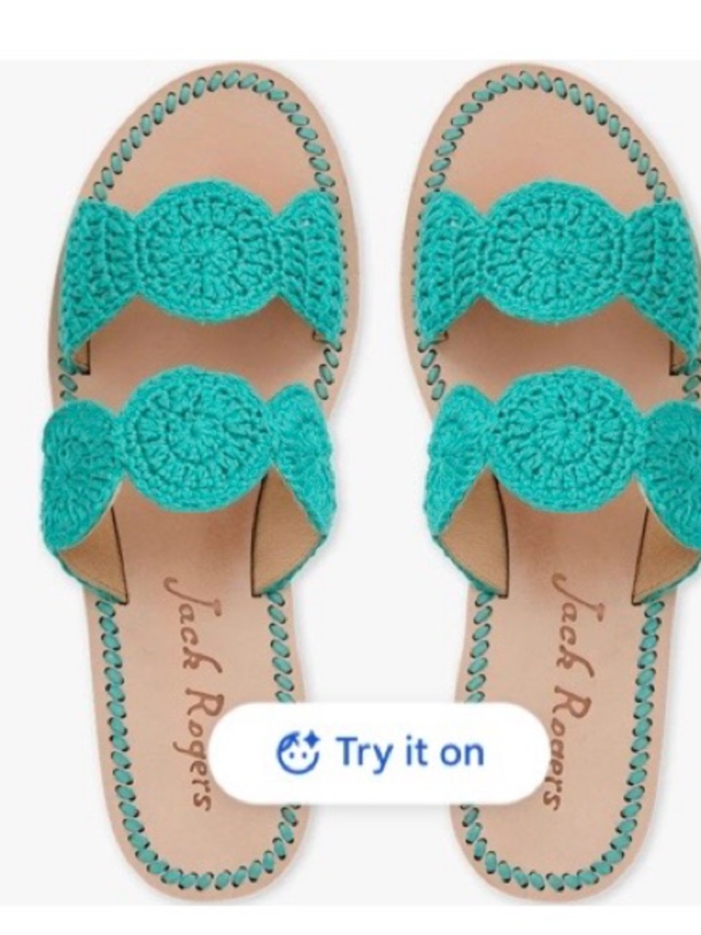 Jack Rogers, NWT Lauren Teal Crochet Double-Strap Sandals 🩴 in box sz 8